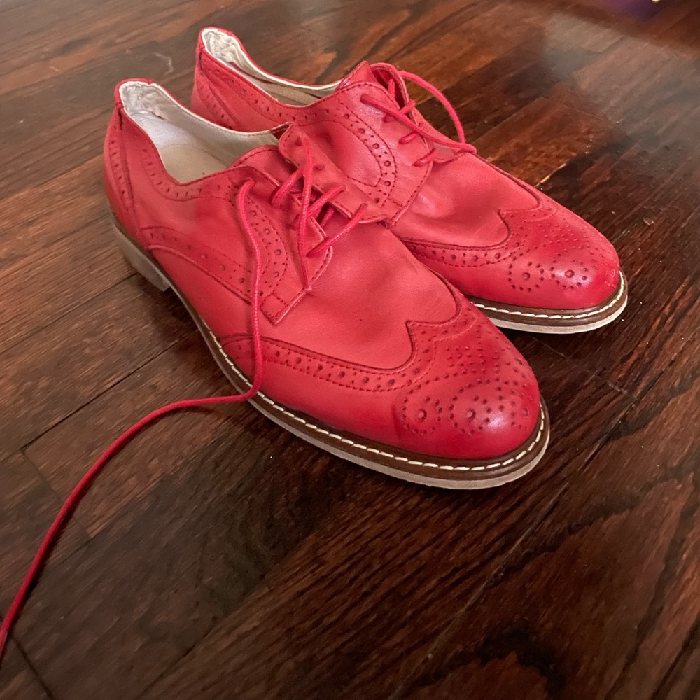 Handmade Red Leather Otisopse Shoes Size 38